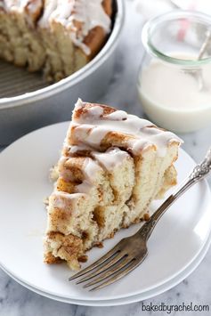 Giant Cinnamon Roll Cake with Vanilla Glaze