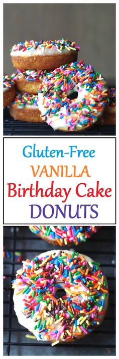 Gluten-Free Vanilla Birthday Cake Donuts (11 Ingredients