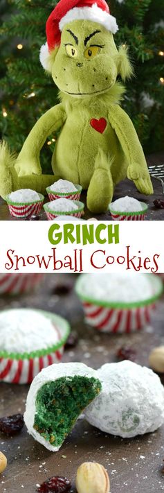 Grinch Snowball Cookies