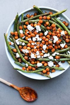 Harissa Green Beans with Spiced Chickpeas and Feta Cheese