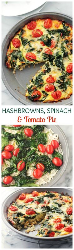 Hashbrowns, Spinach and Tomato Pie