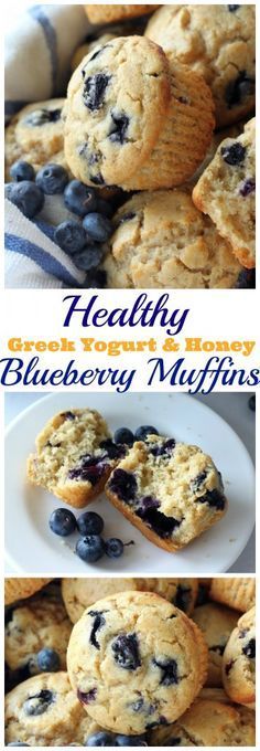 Healthy Greek Yogurt and Honey Blueberry Muffins