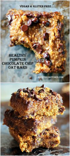 Healthy Pumpkin Chocolate Chip Oat Bars (vegan and gluten free