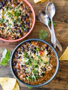 High Protein Bulgur Black Bean Chili