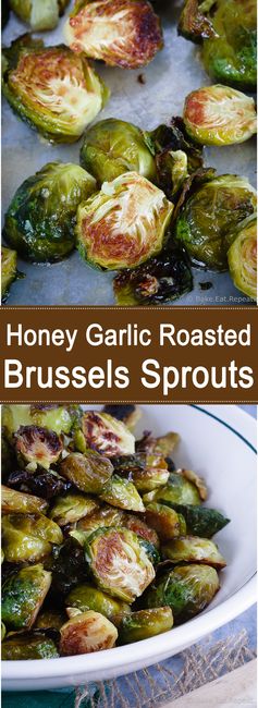 Honey Garlic Roasted Brussels Sprouts