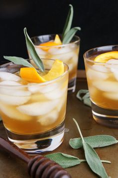 Honey Winter Bourbon Cocktail with Honey Sage Syrup