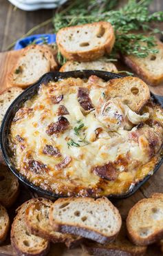 Hot Caramelized Onion Dip with Bacon and Gruyere