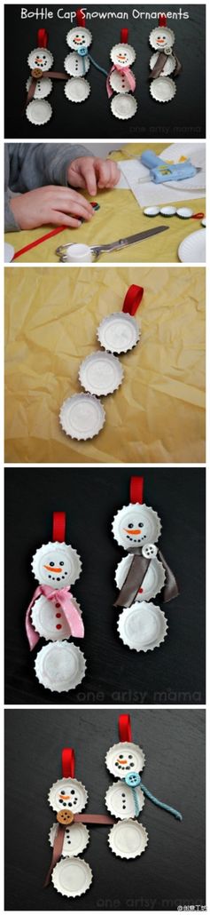 How to Make Bottle Cap Snowmen