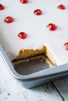 Iced Bakewell Tart Tray Bake