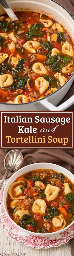 Italian Sausage, Kale and Tortellini Soup