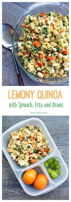 Lemony Quinoa with Spinach, Feta and Beans