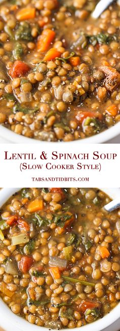 Lentil & Spinach Soup (Slow Cooker Style