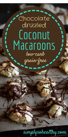 Low-Carb Chocolate Drizzled Coconut Macaroons