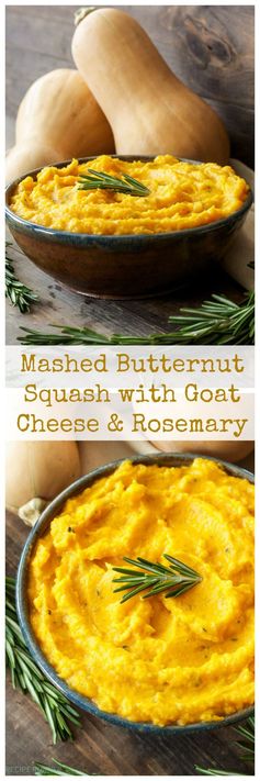 Mashed Butternut Squash with Goat Cheese and Rosemary