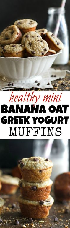 Mini Banana Oat Greek Yogurt Muffins