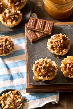 No Bake Turtle Cheesecake Phyllo Cups