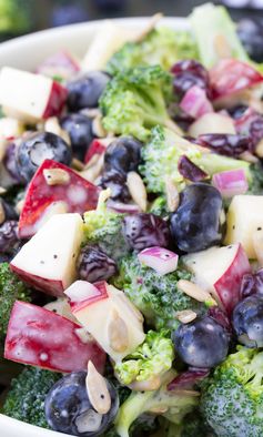 No Mayo Broccoli Salad with Blueberries and Apple