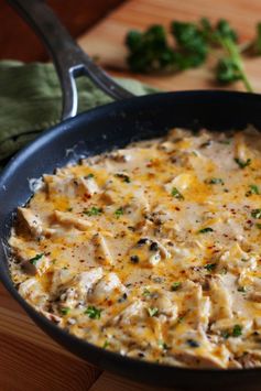 One Pan Sour Cream Chicken Enchilada Skillet