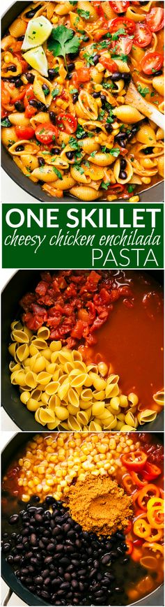 (One Skillet Chicken Enchilada Pasta