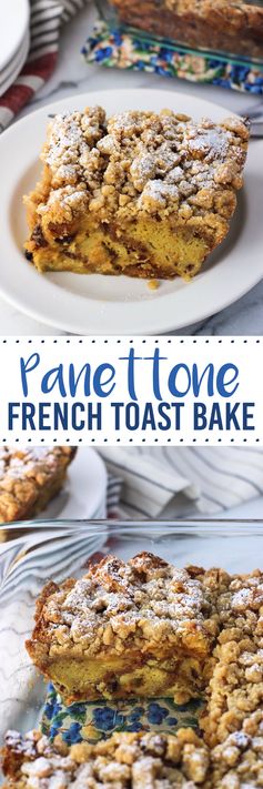 Panettone French Toast Bake with Crumb Topping