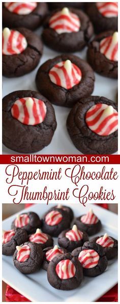 Peppermint Chocolate Thumbprint Cookies