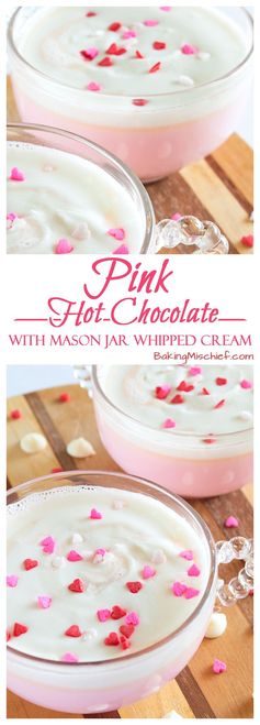 Pink Hot Chocolate with Mason Jar Whipped Cream
