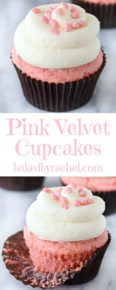 Pink Velvet Cupcakes with Cream Cheese Frosting