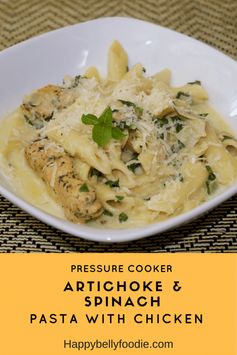 Pressure Cooker Artichoke & Spinach Pasta with Chicken