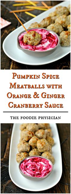 Pumpkin Spice Meatballs with Orange & Ginger Cranberry Sauce