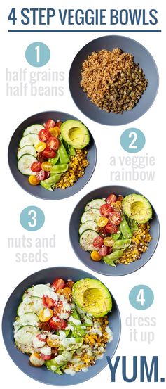 Rainbow Veggie Bowls with Jalapeño Ranch