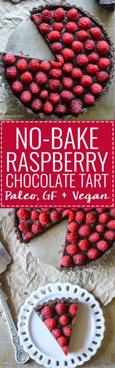 Raspberry Chocolate Truffle Tart (Paleo, GF, Vegan