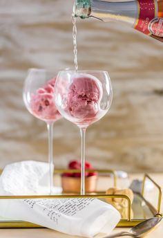 Raspberry Pink Champagne Floats