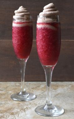 Raspberry Red Wine Slushy with Chocolate Whipped Cream