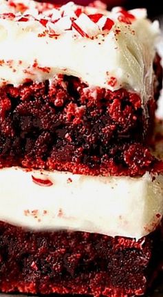 Red Velvet Peppermint Brownies with Peppermint Cream Cheese Frosting