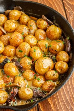 Roasted Baby Potatoes in a Homemade Mushroom Sauce