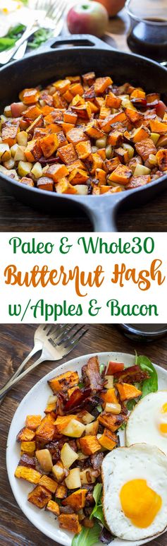 Roasted Butternut Squash Hash with Apples & Bacon (Paleo & Whole30