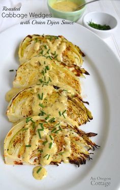 Roasted Cabbage Wedges with Onion Dijon Sauce