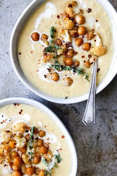 Roasted Cauliflower and Chickpea Soup