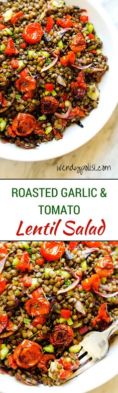 Roasted Garlic & Tomato Lentil Salad