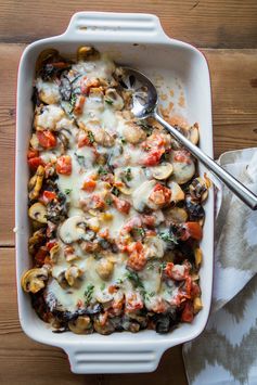 Rustic Polenta Casserole with Mushrooms and Swiss Chard