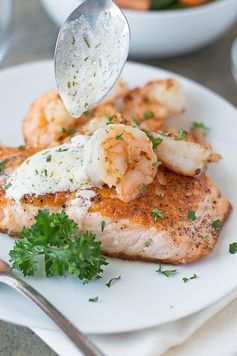 Seared Salmon and Shrimp with Creamy Dijon Dill Sauce