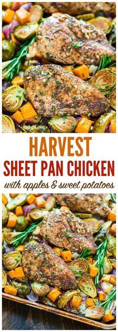 Sheet Pan Chicken with Sweet Potatoes Apples and Brussels Sprouts