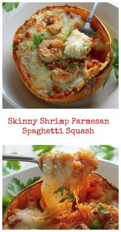 Skinny Shrimp Parmesan Spaghetti Squash