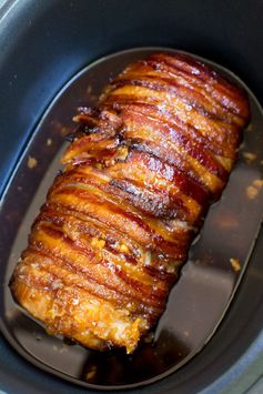 Slow Cooker Bacon Garlic Pork Loin