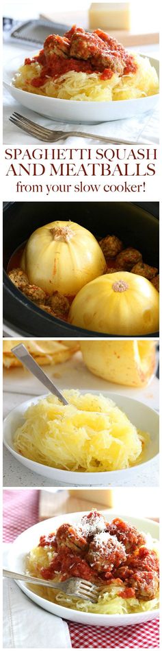 Slow Cooker Spaghetti Squash and Meatballs