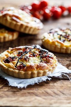 Slow-roasted cherry tomato and peppered goat's cheese quiche