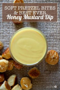 Soft Pretzel Bites with the BEST EVER Honey Mustard Dip