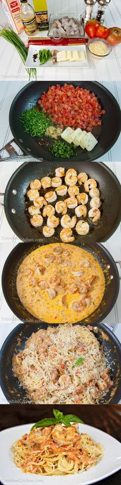 Spaghetti with Shrimp in a Creamy Tomato Sauce