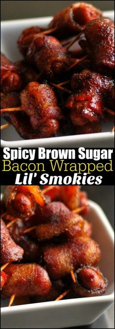 Spicy Brown Sugar Bacon Wrapped Lil' Smokies