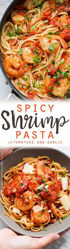 Spicy Shrimp Pasta with Tomatoes and Garlic